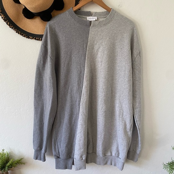 Lovers + Friends Oversized Gray Two Tone Colorblock Sweatshirt Dress Tunic - Picture 7 of 15
